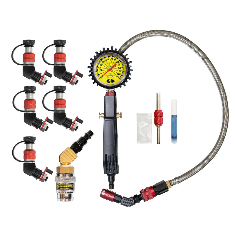 Load image into Gallery viewer, Monster Valve™ Primary - Standard Valve Stem Mount - 5 pack with Ventoso™ RED Tire Inflator Gauge
