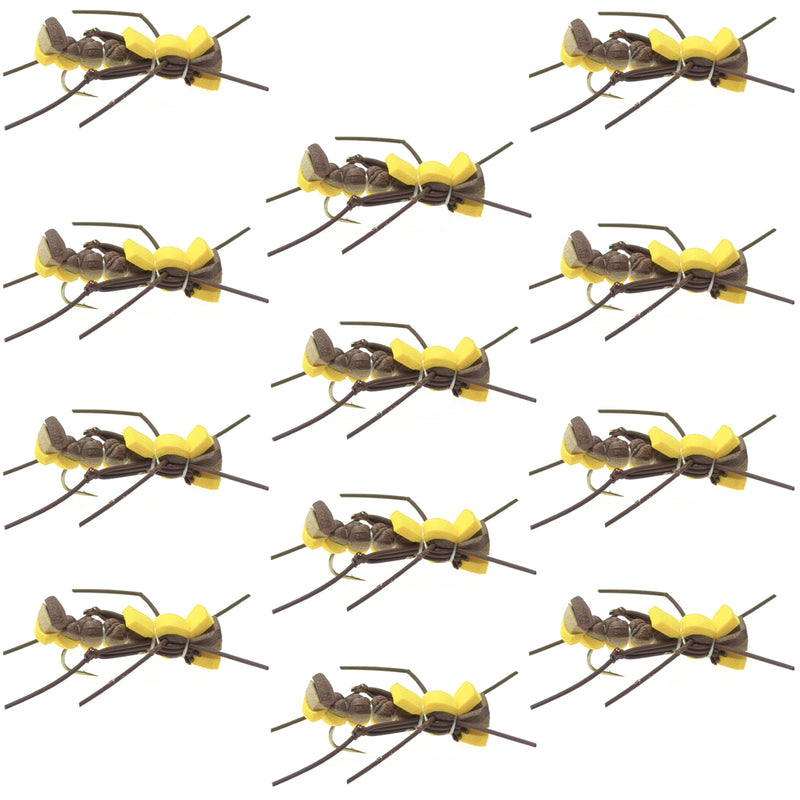 Load image into Gallery viewer, Mantis BLT Foam Body Grasshopper Fly - 1 Dozen Flies Hook Size 10
