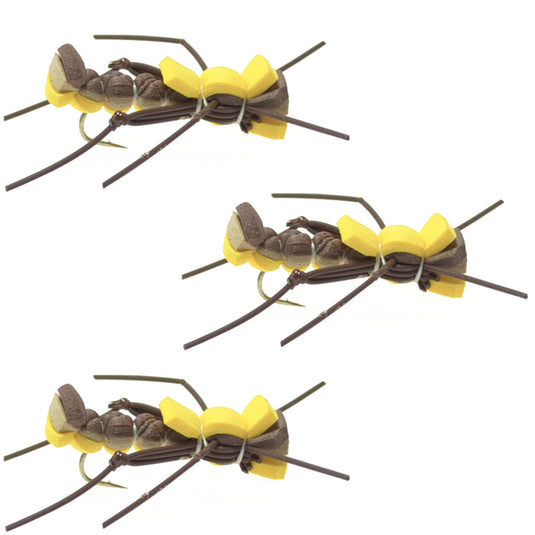 3 Pack Mantis BLT Foam Body Grasshopper Fly - Hook Size 10