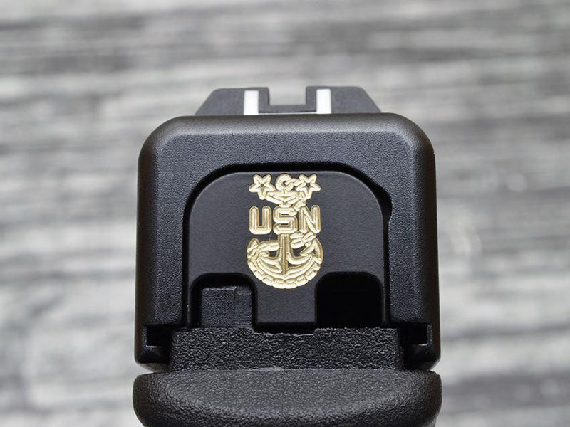 Load image into Gallery viewer, Milspin Custom Engraved NAVY Glock Slide Back Plates (Most Popular)
