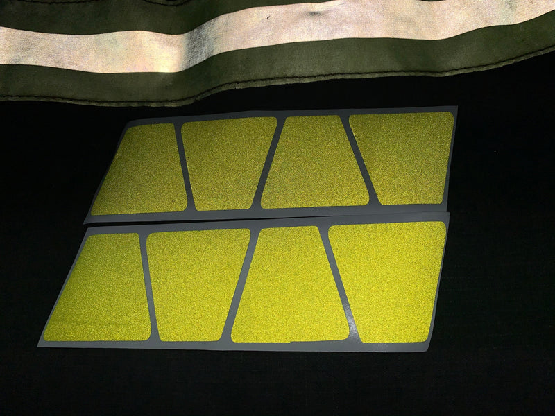 Load image into Gallery viewer, MATTE RETRO FLUORESCENT YELLOW REFLECTIVE HELMET (TET) TETRAHEDRON 8 PACK
