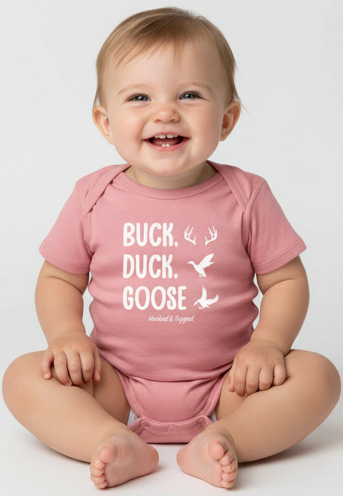 Load image into Gallery viewer, Buck, Duck, Goose Onesie
