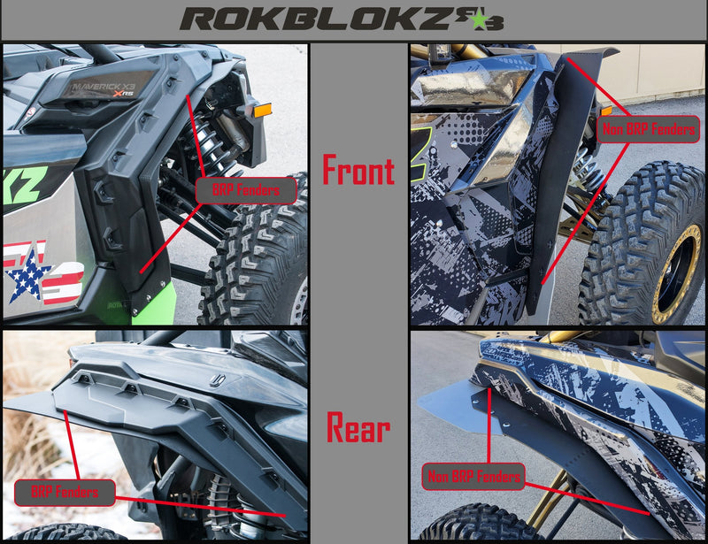 Load image into Gallery viewer, Maverick X3 with BRP Fenders vs Without ft Rokblokz fenders and fender flares
