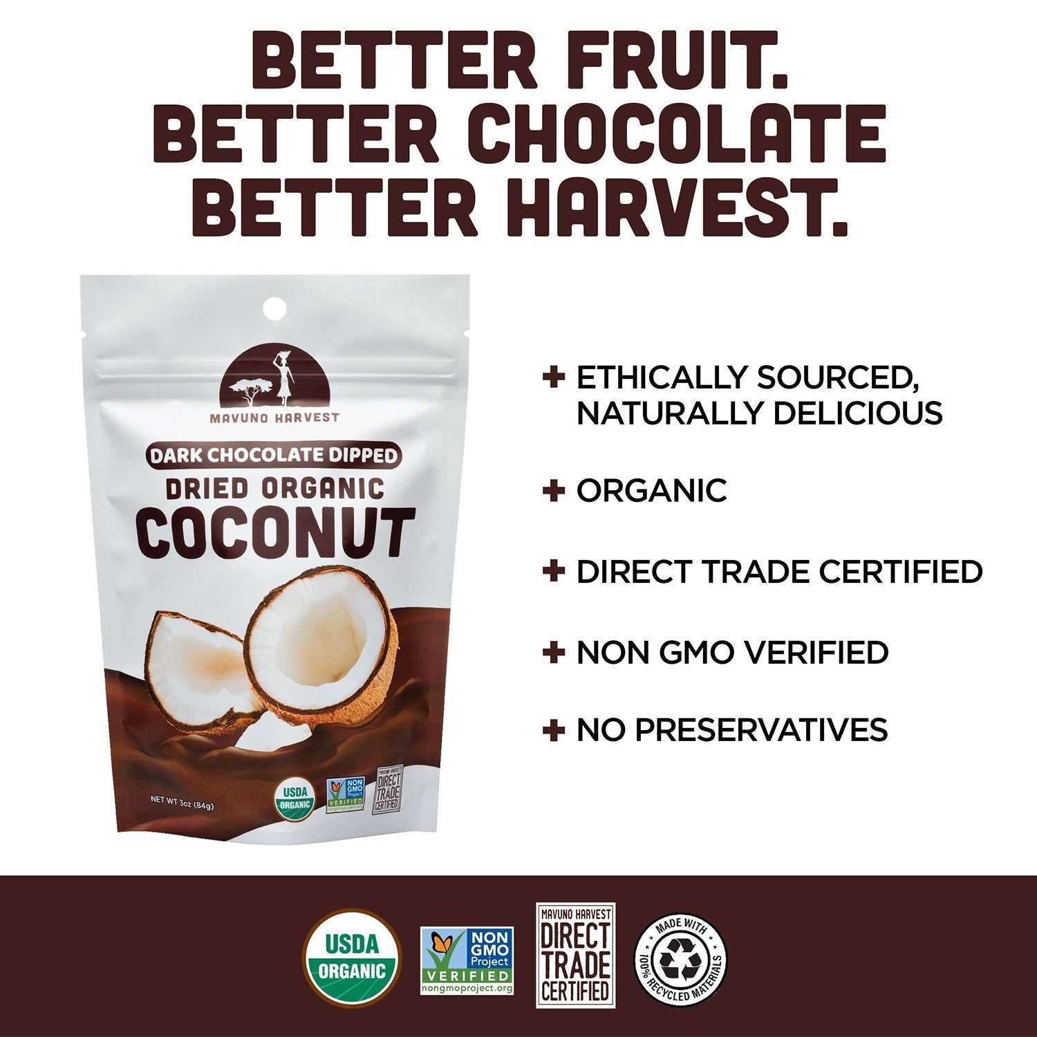 Organic Dried Coconut Dipped in Dark Chocolate - Skoutley Outdoors LLC