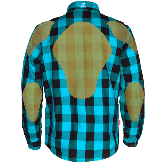 Protective Flannel Shirt - Aqua Blue Checkered