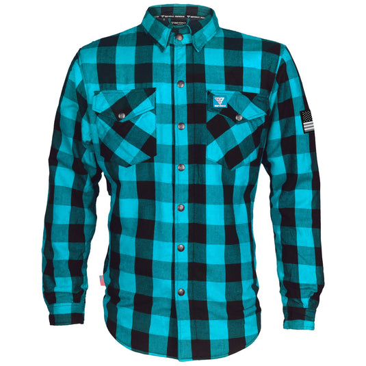 Protective Flannel Shirt - Aqua Blue Checkered