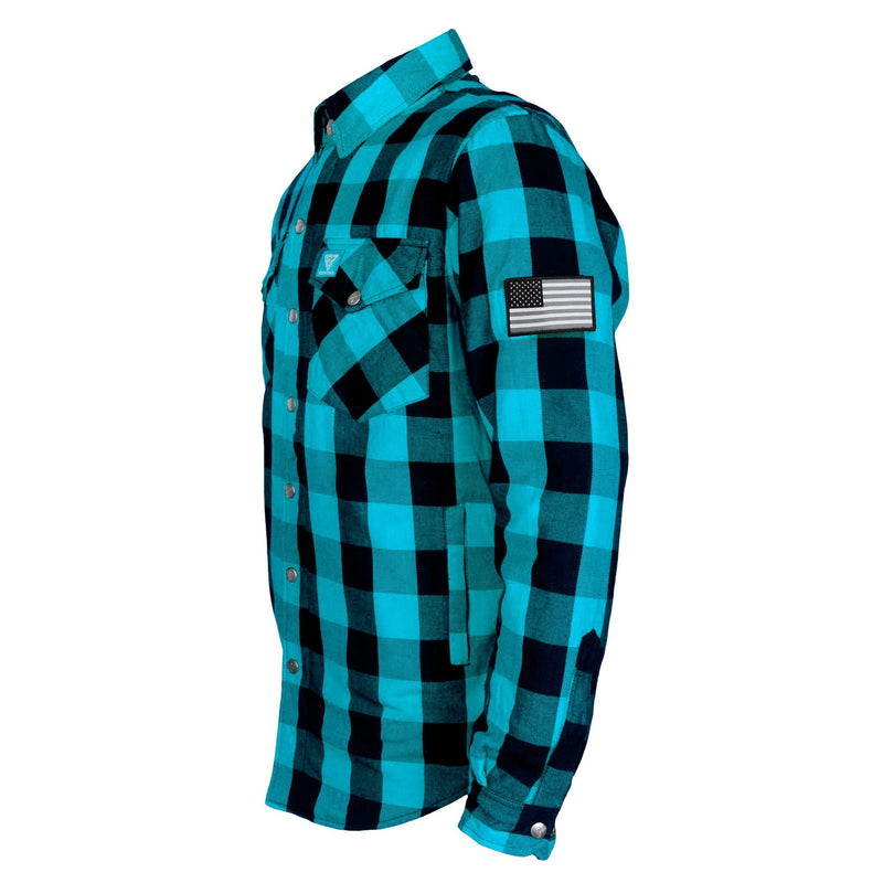 Load image into Gallery viewer, Protective Flannel Shirt - Aqua Blue Checkered
