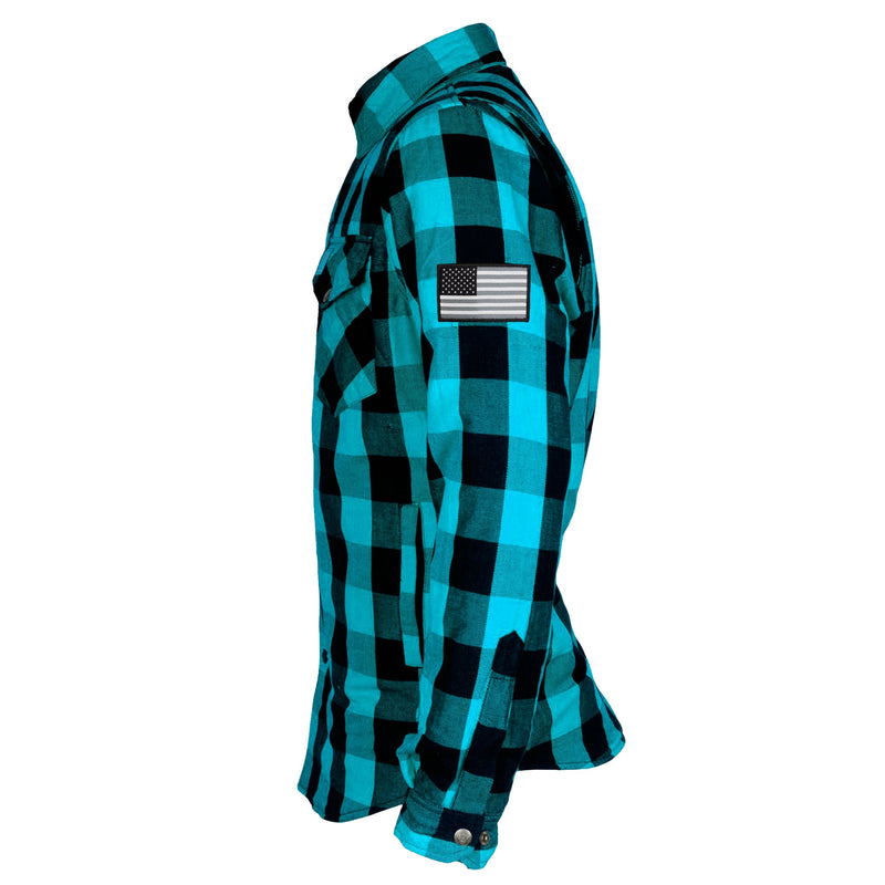 Load image into Gallery viewer, Protective Flannel Shirt - Aqua Blue Checkered
