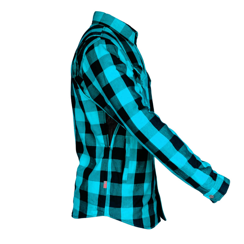 Load image into Gallery viewer, Protective Flannel Shirt - Aqua Blue Checkered
