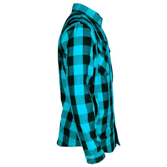 Protective Flannel Shirt - Aqua Blue Checkered