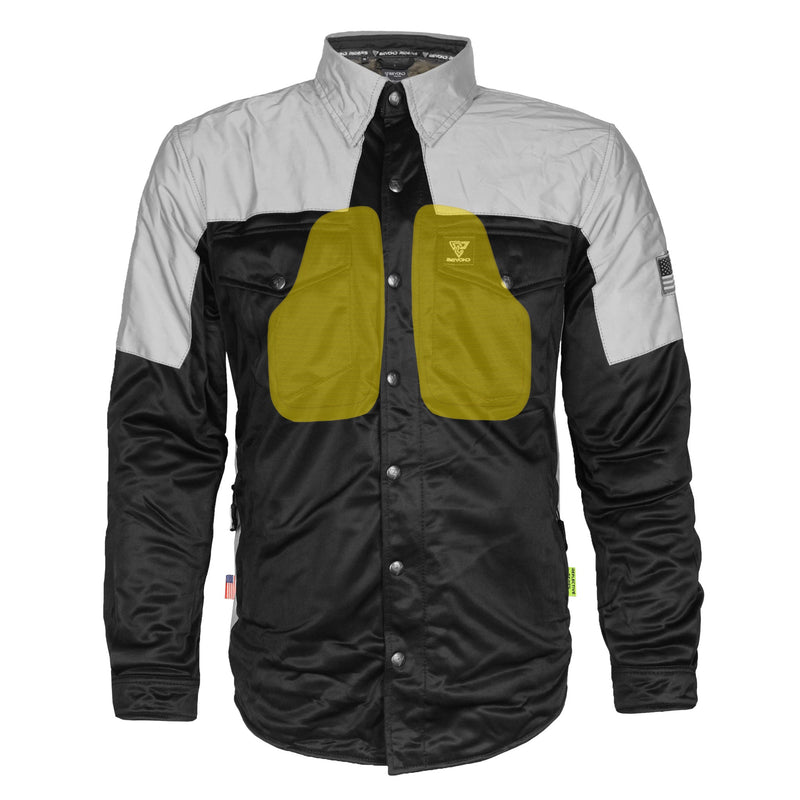 Load image into Gallery viewer, Ultra Reflective Shirt &quot;Alloy Eclipse&quot; - Black and Silver with Pads
