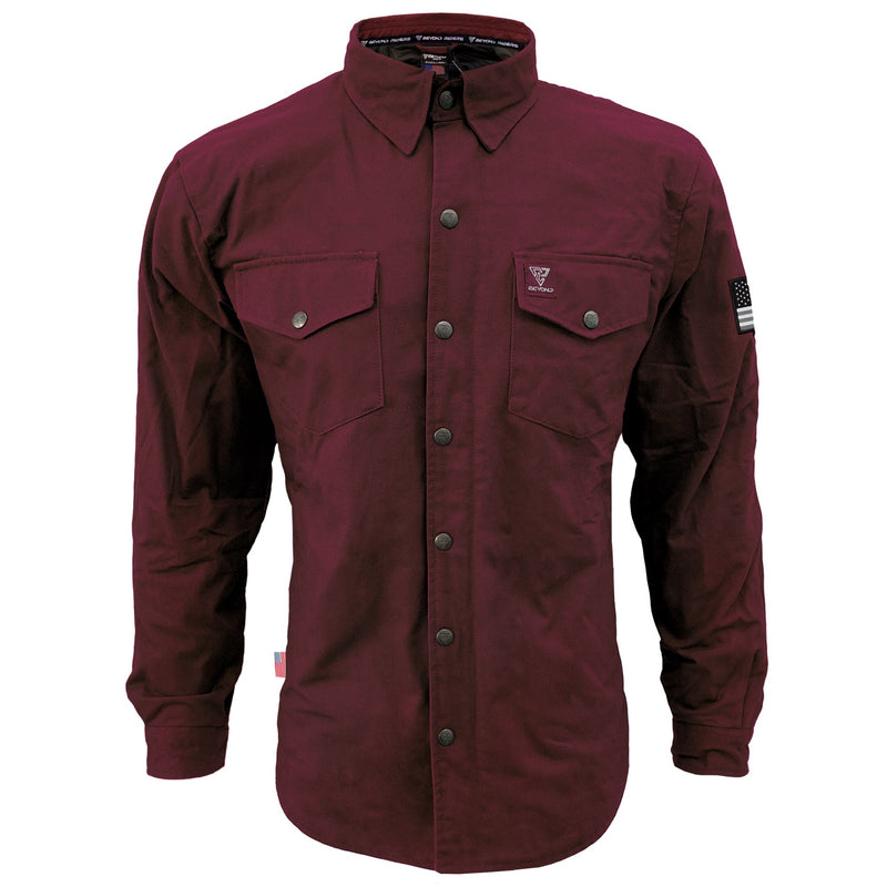 Load image into Gallery viewer, Protective Canvas Jacket for Men - Red Maroon with Pads

