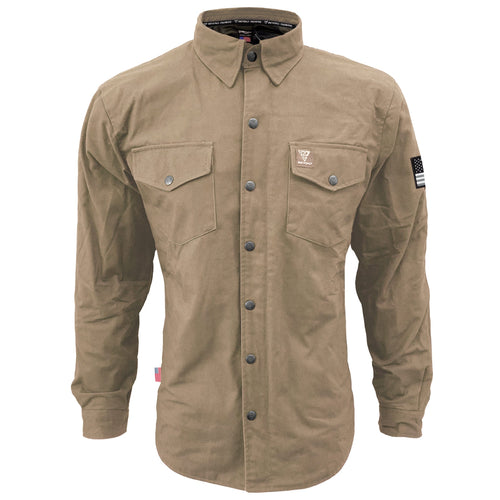 Protective Canvas Jacket for Men - Camel with Pads