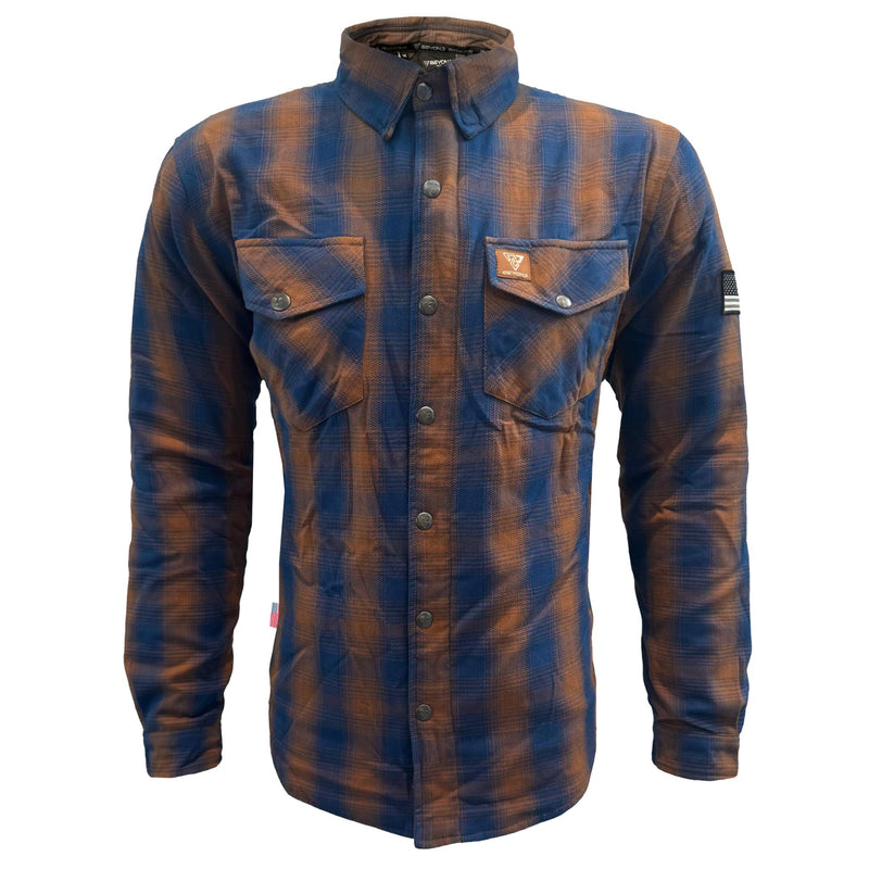 Load image into Gallery viewer, Protective Flannel Shirt For Men - Brown &amp; Blue Plaid
