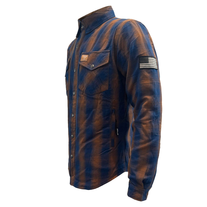 Load image into Gallery viewer, Protective Flannel Shirt For Men - Brown &amp; Blue Plaid
