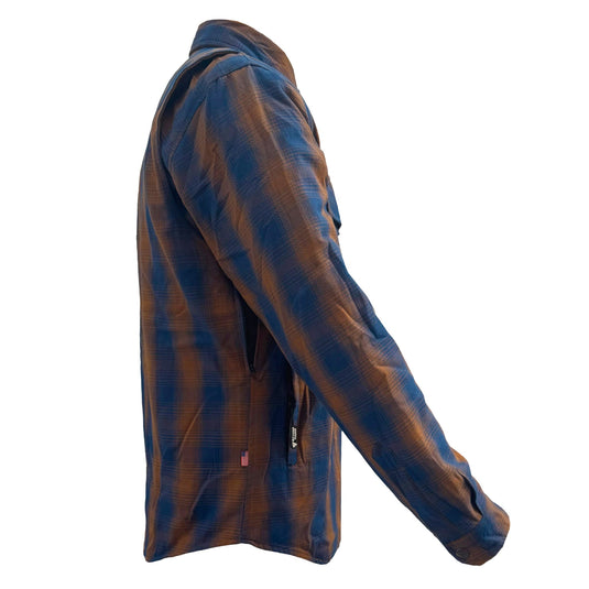 Protective Flannel Shirt For Men - Brown & Blue Plaid