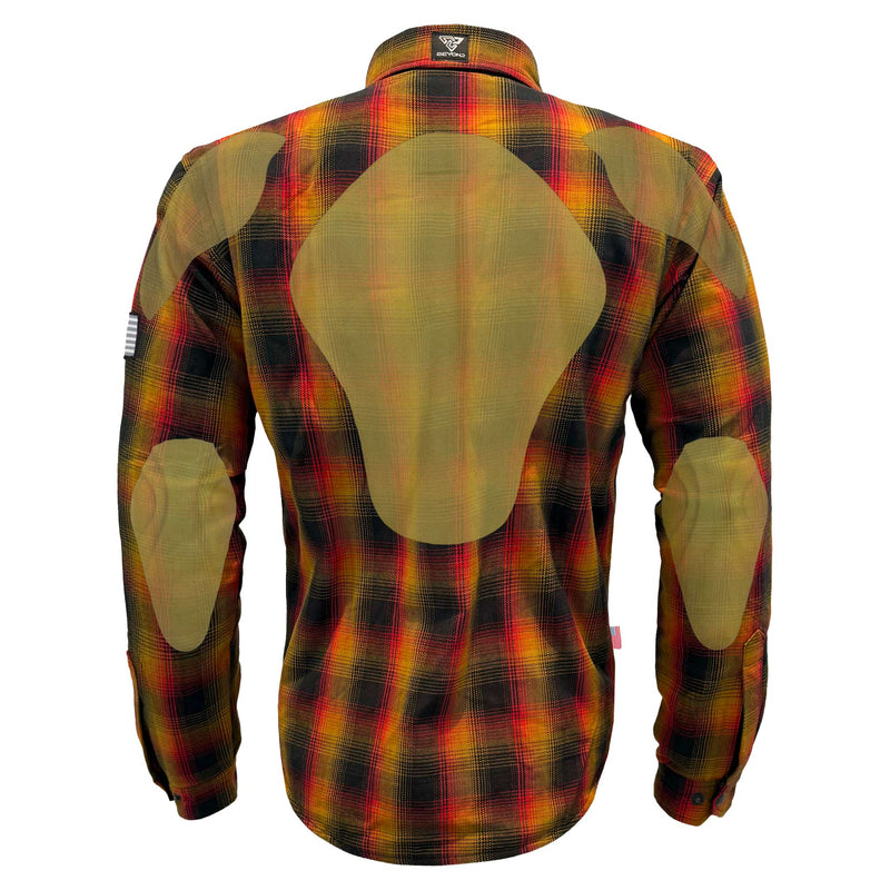 Load image into Gallery viewer, Protective Flannel Shirt For Men - Flame Orange Black Red Plaid
