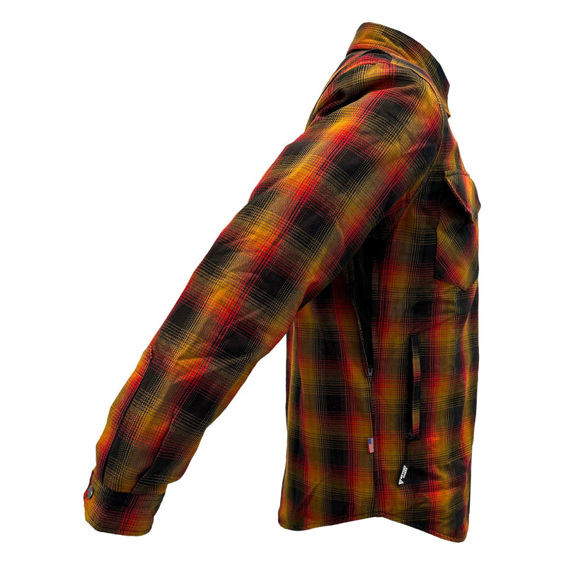 Load image into Gallery viewer, Protective Flannel Shirt For Men - Flame Orange Black Red Plaid
