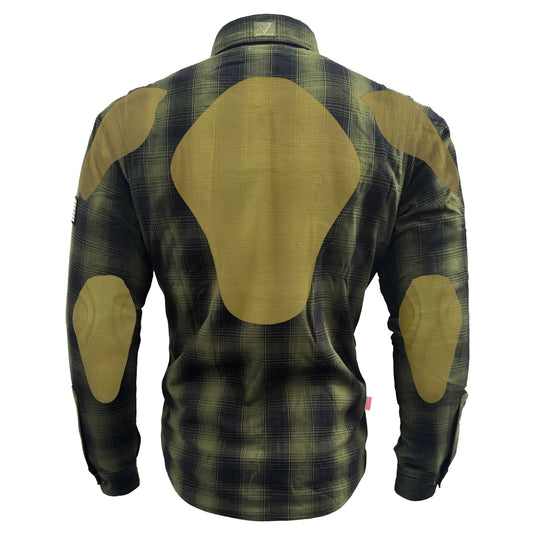 Protective Flannel Shirt For Men - Green and Black Plaid