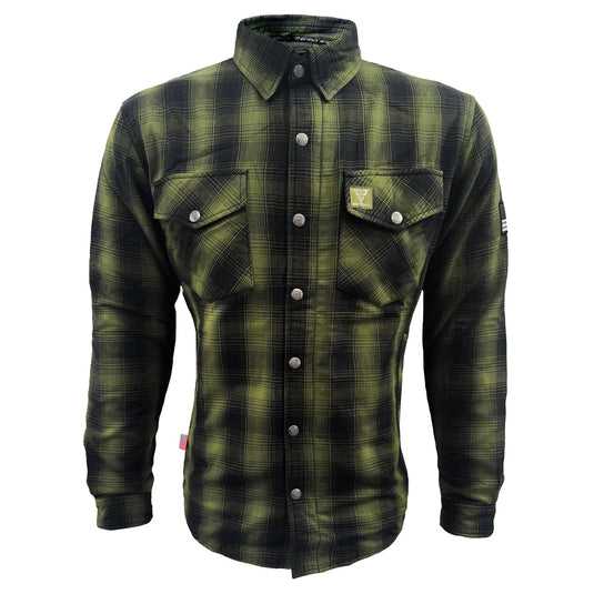 Protective Flannel Shirt For Men - Green and Black Plaid