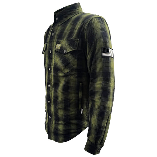 Protective Flannel Shirt For Men - Green and Black Plaid