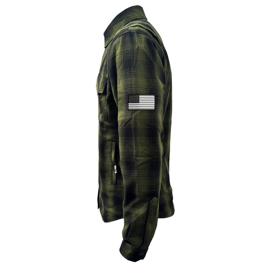 Protective Flannel Shirt For Men - Green and Black Plaid