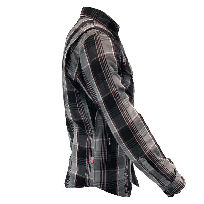 Load image into Gallery viewer, Protective Flannel Shirt For Men - Grey Black Red Checkered with Pads

