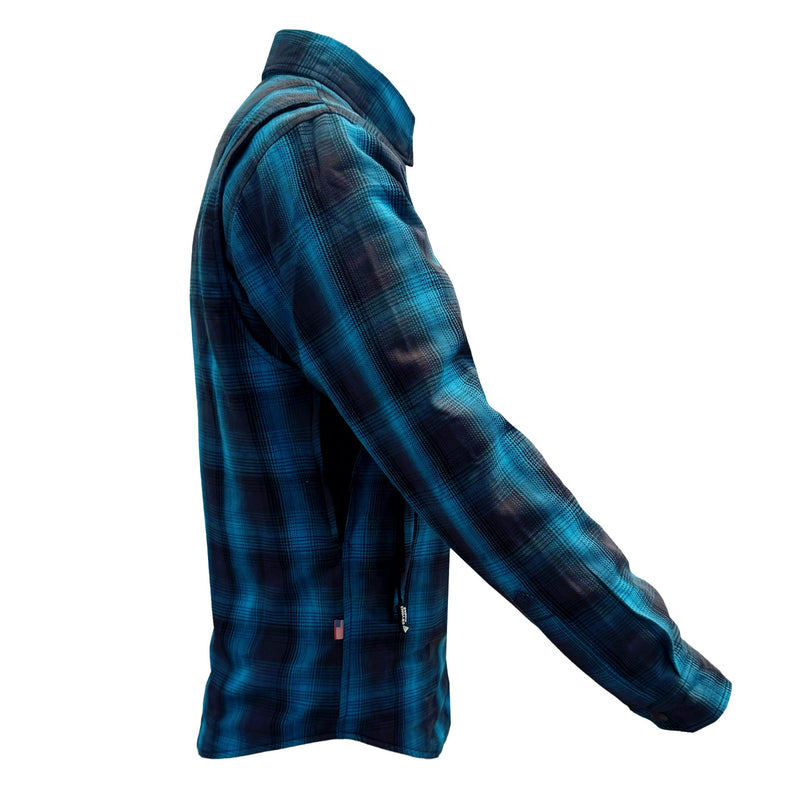 Load image into Gallery viewer, Protective Flannel Shirt For Men - Grey and Aqua Blue Plaid

