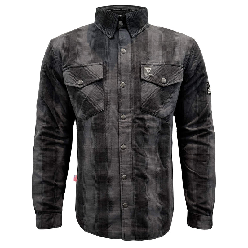 Load image into Gallery viewer, Protective Flannel Shirt For Men - Grey and Black Plaid

