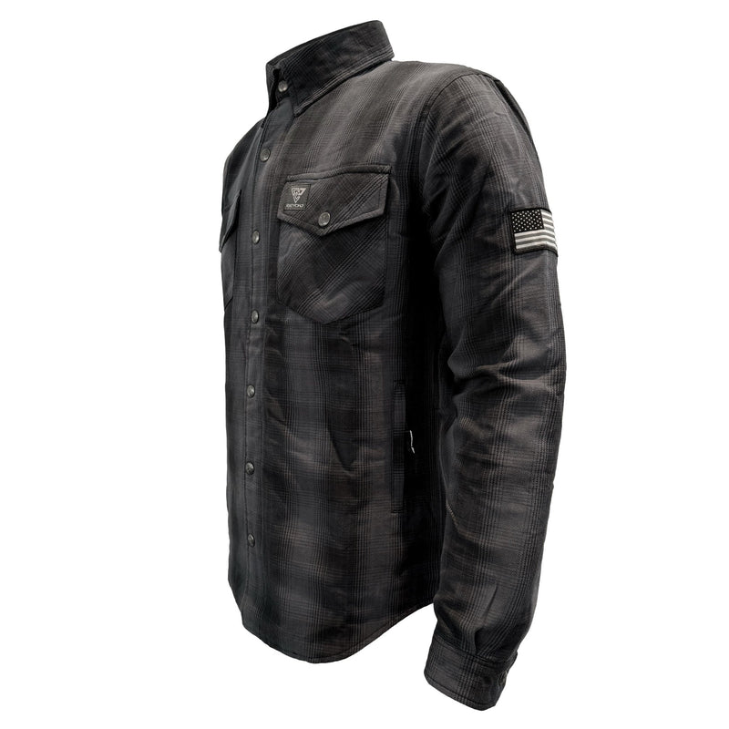 Load image into Gallery viewer, Protective Flannel Shirt For Men - Grey and Black Plaid
