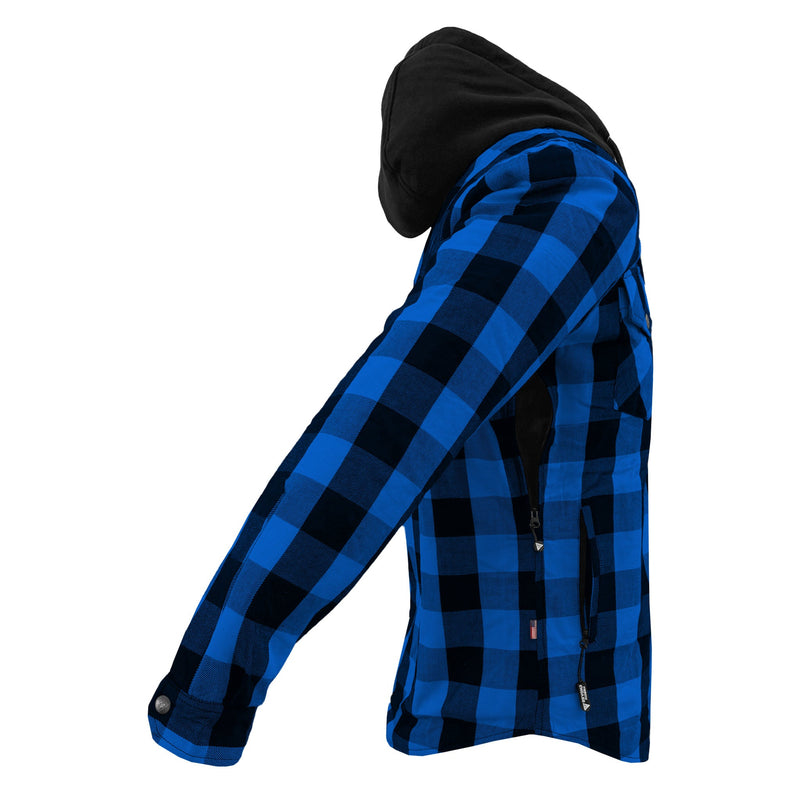 Load image into Gallery viewer, Protective Flannel Hoodie For Men - Blue and Black Checkered
