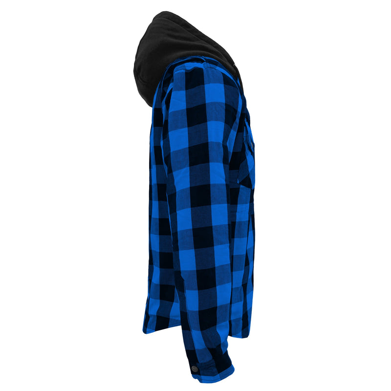 Load image into Gallery viewer, Protective Flannel Hoodie For Men - Blue and Black Checkered
