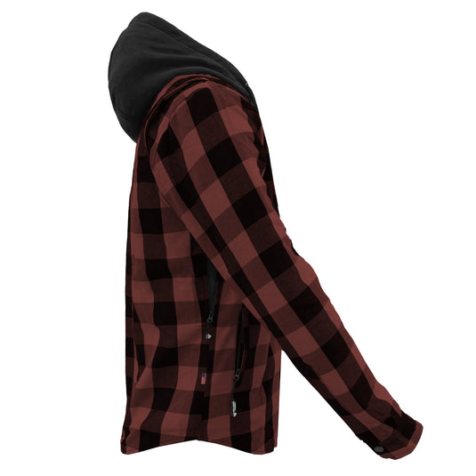 Protective Flannel Hoodie For Men - Brown and Black Checkered