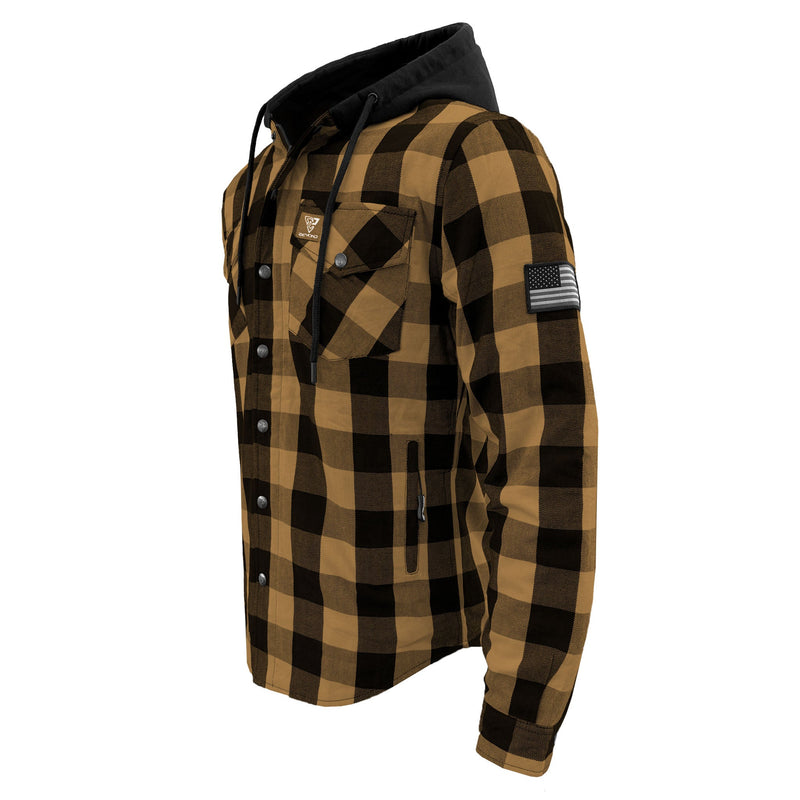 Load image into Gallery viewer, Protective Flannel Hoodie For Men - Camel and Black Checkered
