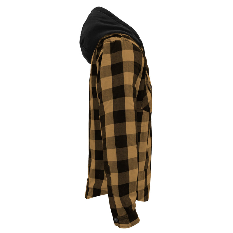 Load image into Gallery viewer, Protective Flannel Hoodie For Men - Camel and Black Checkered

