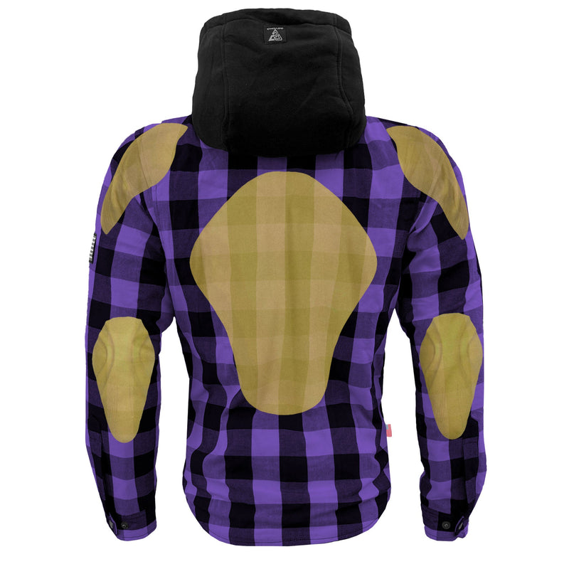 Load image into Gallery viewer, Protective Flannel Hoodie For Men - Purple and Black Checkered
