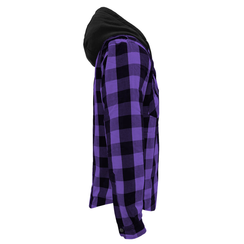 Load image into Gallery viewer, Protective Flannel Hoodie For Men - Purple and Black Checkered
