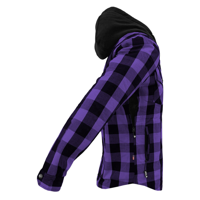 Load image into Gallery viewer, Protective Flannel Hoodie For Men - Purple and Black Checkered
