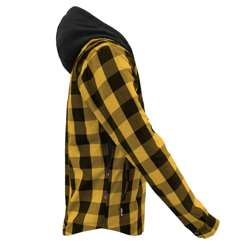 Load image into Gallery viewer, Protective Flannel Hoodie For Men - Yellow and Black Checkered with Pads
