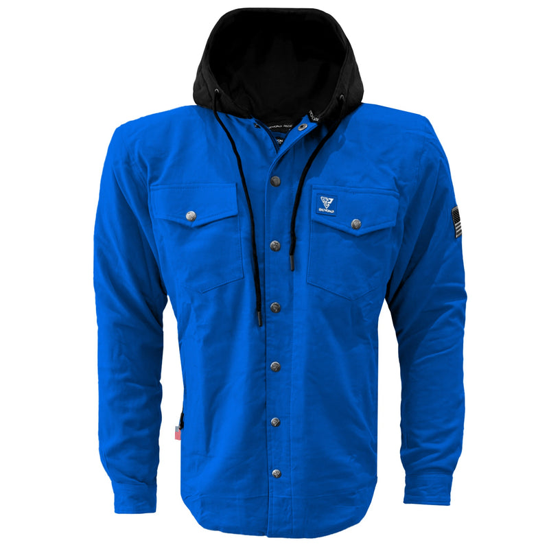 Load image into Gallery viewer, Protective Flannel Hoodie For Men - Blue Solid
