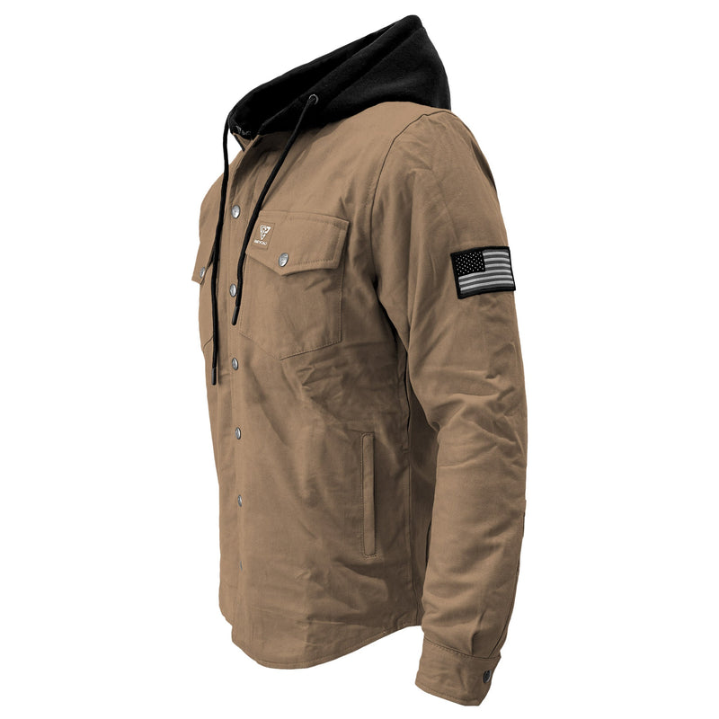 Load image into Gallery viewer, Protective Flannel Hoodie For Men - Camel Solid
