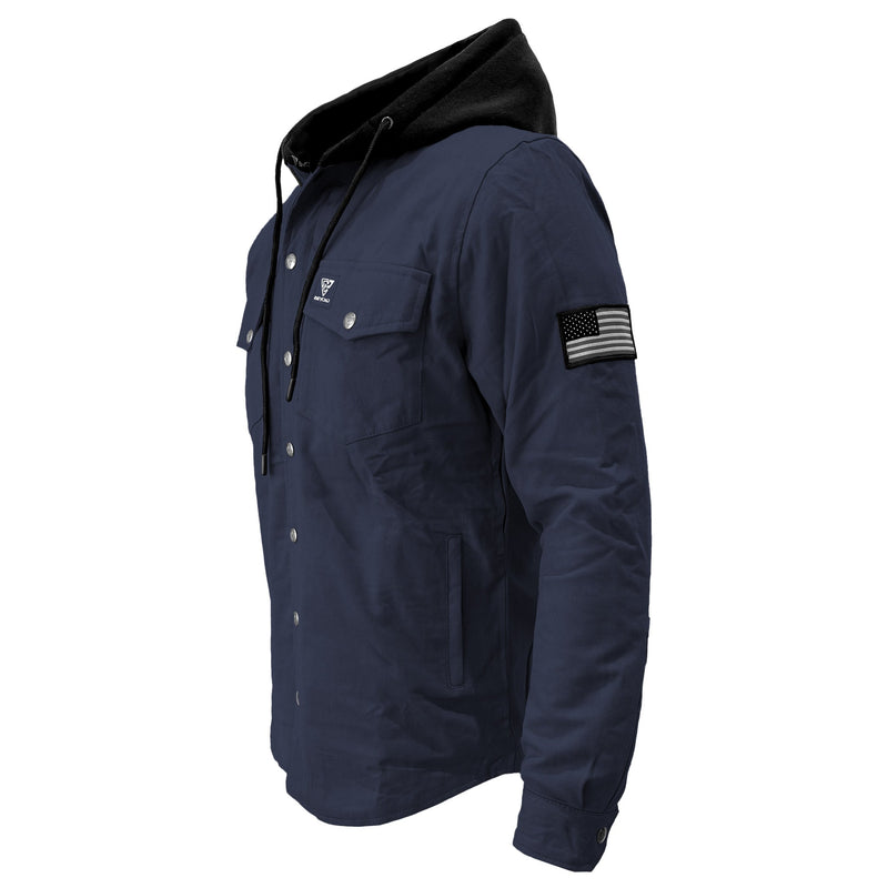 Load image into Gallery viewer, Protective Flannel Hoodie For Men - Navy Blue Solid
