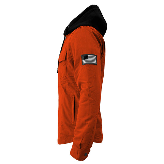 Protective Flannel Hoodie For Men - Orange Solid