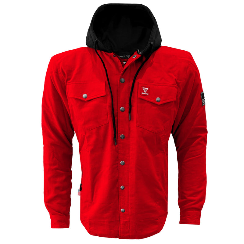 Load image into Gallery viewer, Protective Flannel Hoodie For Men - Red Solid
