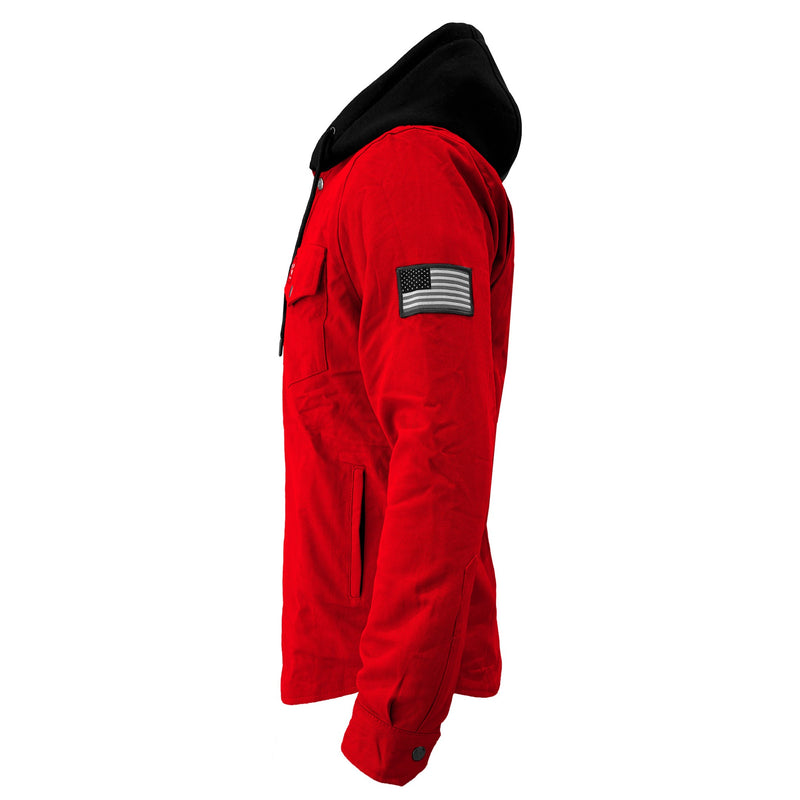 Load image into Gallery viewer, Protective Flannel Hoodie For Men - Red Solid
