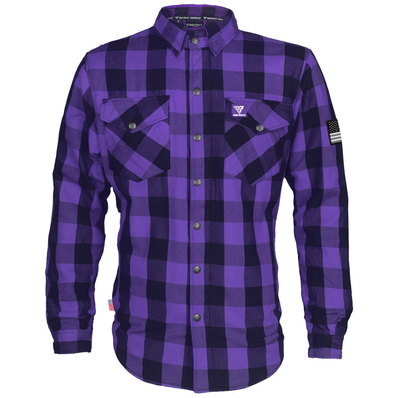 Load image into Gallery viewer, Protective Flannel Shirt - Purple and Black Checkered
