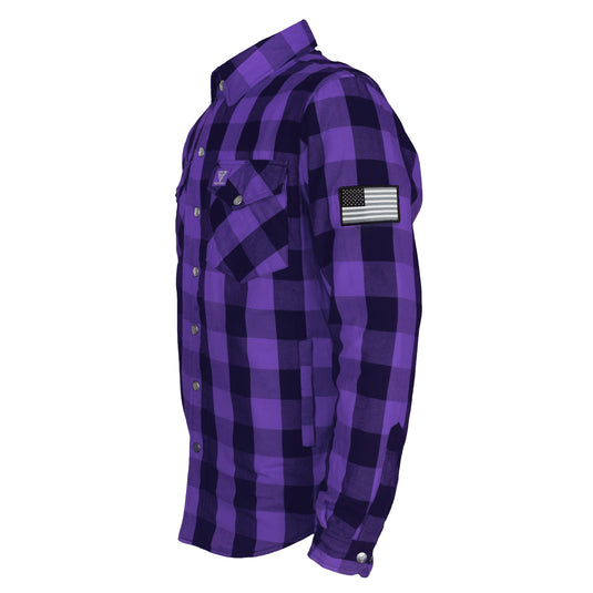 Protective Flannel Shirt - Purple and Black Checkered