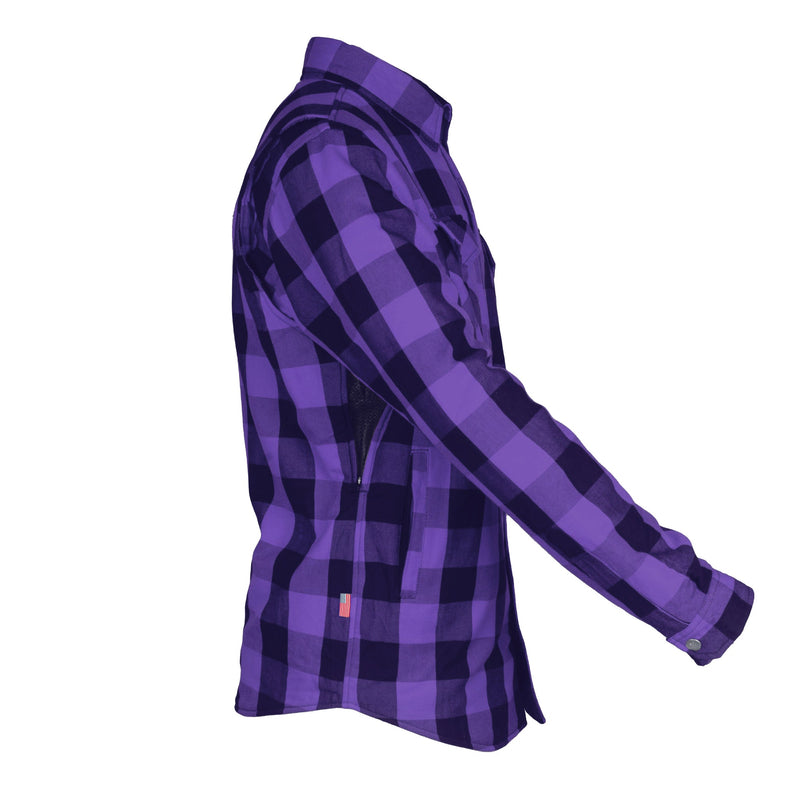 Load image into Gallery viewer, Protective Flannel Shirt - Purple and Black Checkered
