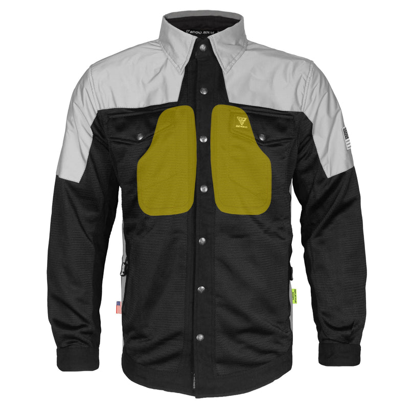 Load image into Gallery viewer, Summer Mesh Reflective Shirt "Alloy Eclipse" - Black and Silver with Pads
