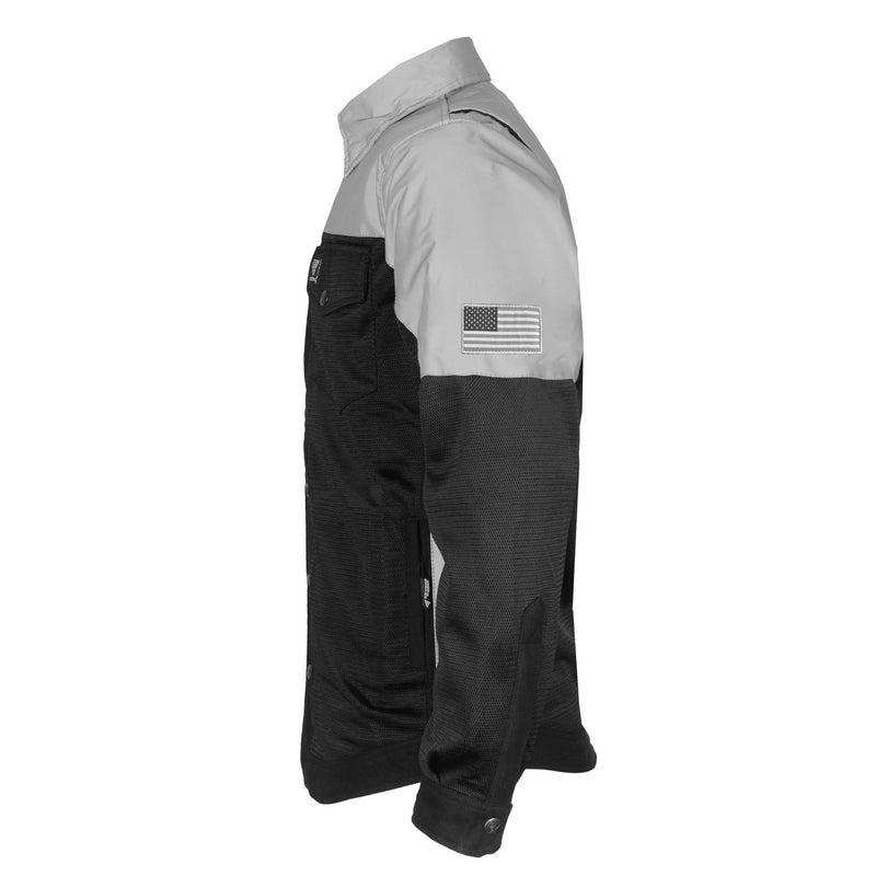 Load image into Gallery viewer, Summer Mesh Reflective Shirt "Alloy Eclipse" - Black and Silver with Pads
